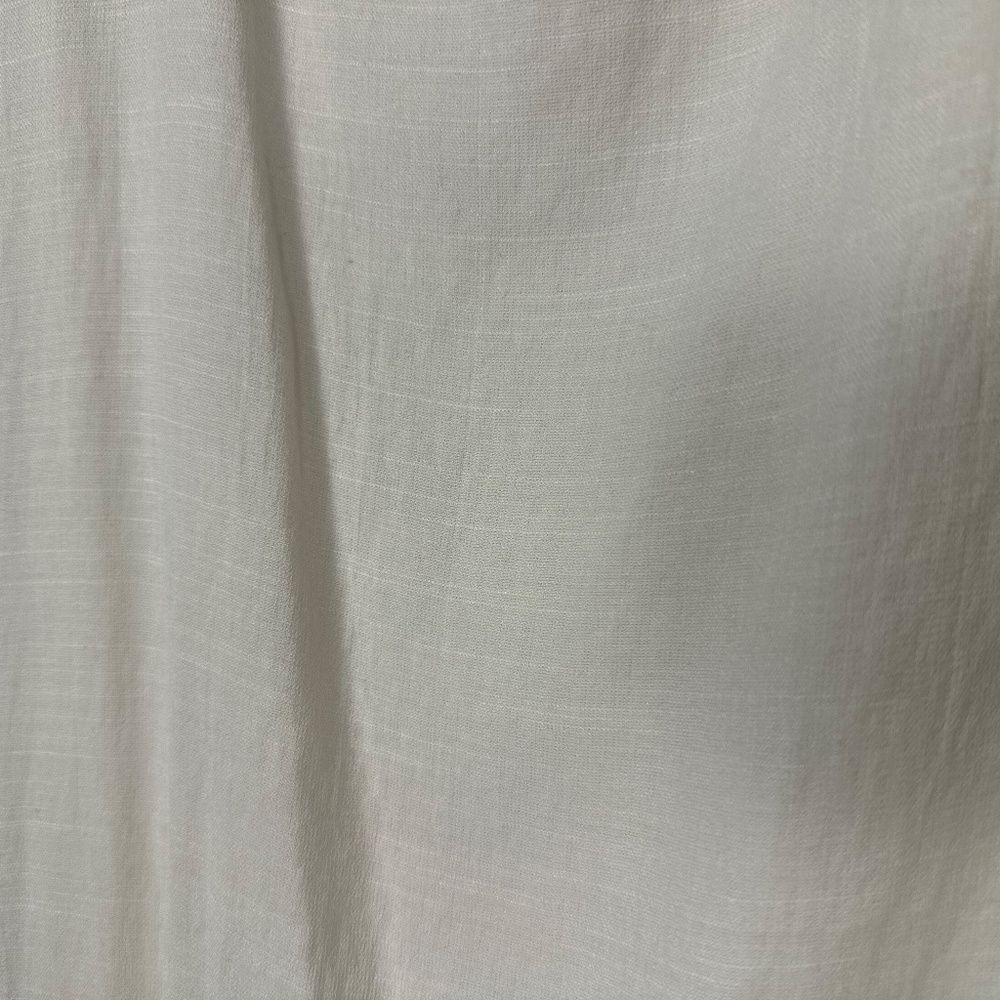 Doe & Rae Ivory Midi Dress‎ Sleeveless Sheer Hem Minimalist Shift Small - Picture 6 of 15